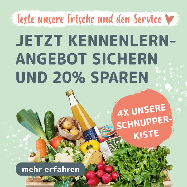 Neukunden Startseite Schnupperkisten Angebot 20%