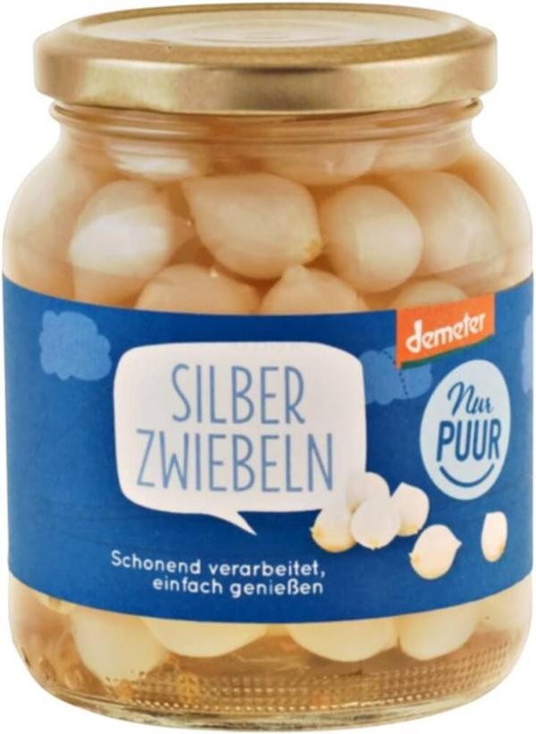 Produktfoto zu Nur Puur Silberzwiebeln süß sauer - 340g