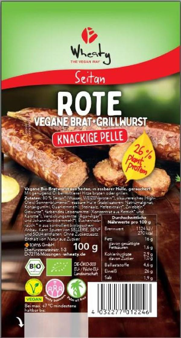 Produktfoto zu Wheaty Rote Bratwurst - 100g