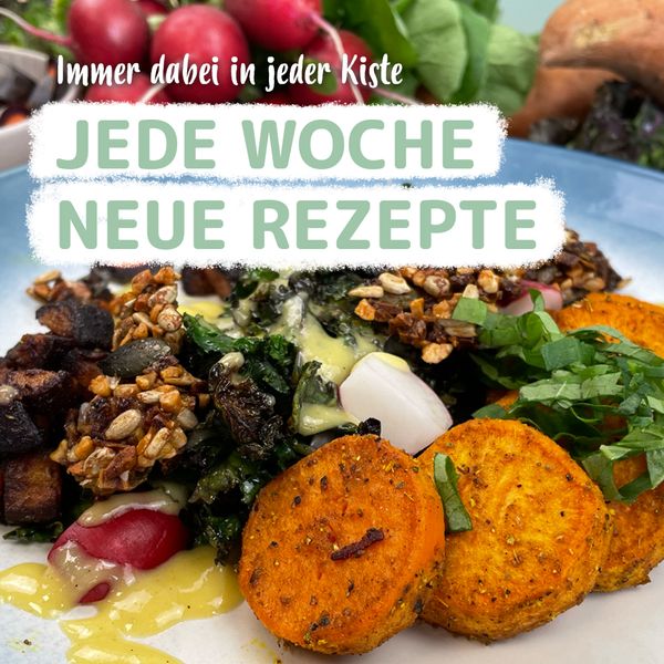  Jede Woche neue Rezepte. Immer dabei in jeder Kiste.