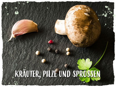 Kräuter, Pilze und Sprossen