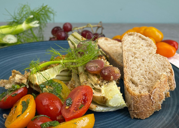 Ofenfenchel gratiniert mit Trauben