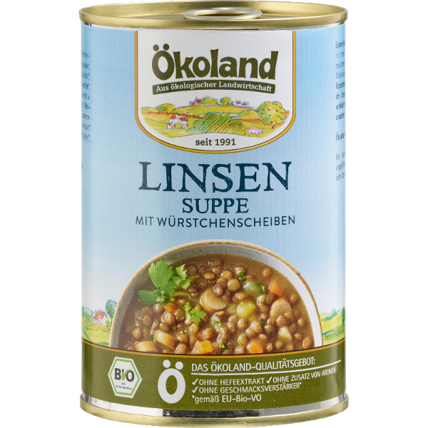 Produktfoto zu Ökoland Linsensuppe mit Würstchen - 400g