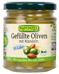 Produktfoto zu Rapunzel Oliven grün, gefüllt mit Mandeln - 190g