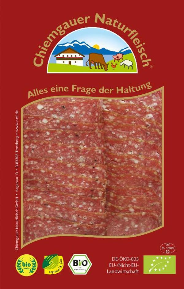 Produktfoto zu Chiemgauer Putensalami pur geschnitten - 75g